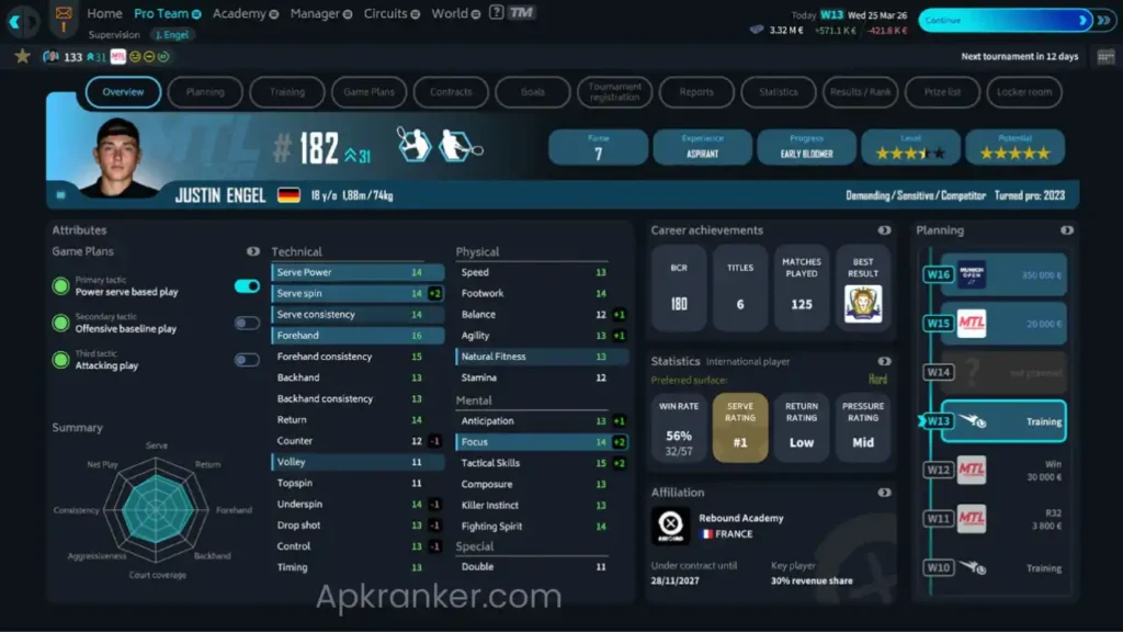 Tennis Manager MOD APK